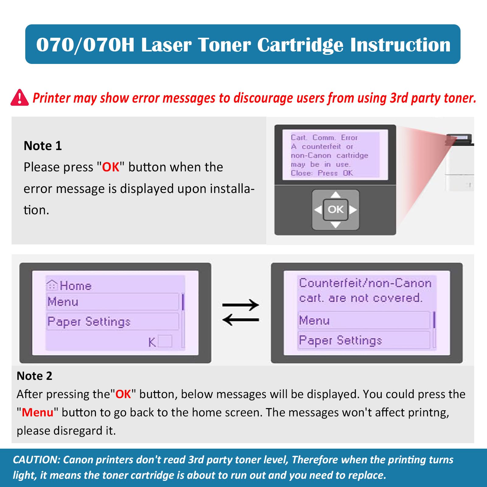 Aseker Compatible 070 Toner Cartridge 5639C001 Replacement for Canon 070 / 070H Work with ImageCLASS MF460 MF465dw MF462dw LBP240 LBP246dw LBP247dw Printers Standard Capacity 3000 Pages (Black x 1)