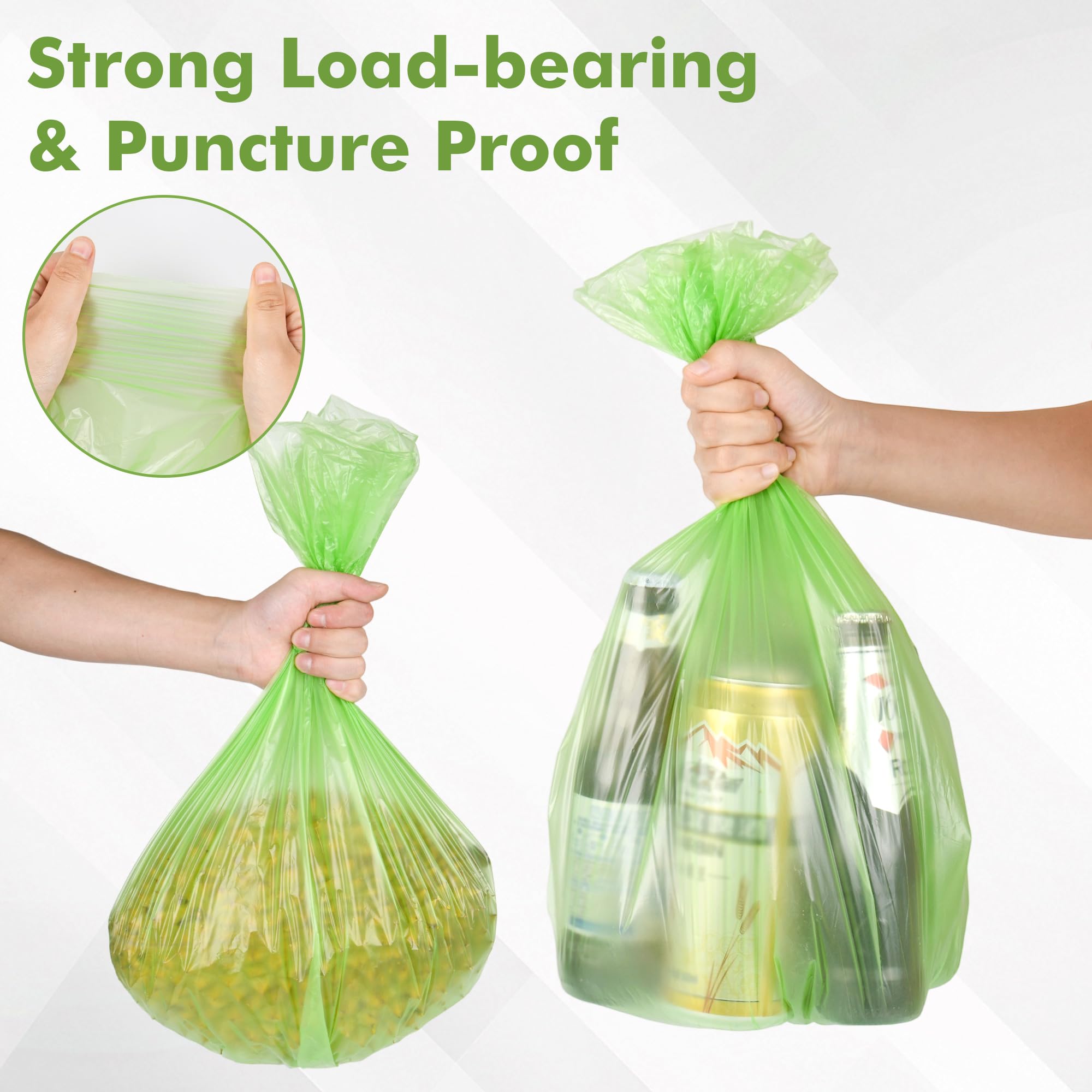 Kitchen Biodegradable Garbage Bags, 13 Gallon/50L Large Compost Bags for Green Bin, Recycling Bin Liners, Eco-friendly Compostable Trash Bags for Kitchen Food Waste (80 Count, Green)