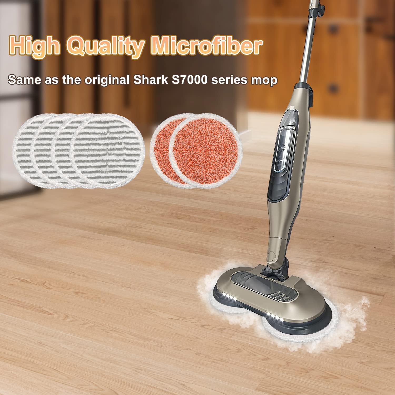 6 Pack S7000 Steam Mop Pads Replacement For Shark S7000AMZ S7001 S7001TGT S7000 Series Steam Mop, Microfiber and Reusable Mop Pads for Shark Steam & Scrub All-in-One Scrubbing Mop Pads for Cleaning