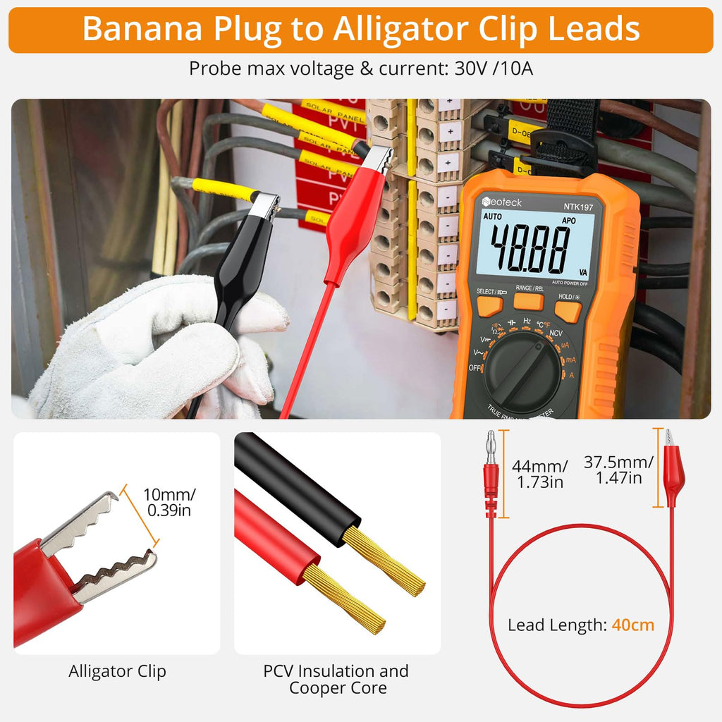 Neoteck 25PCS Back Probe Test Lead- 15PCS Back Probe Pins + 5PCS Banana Plug to Alligator Clip + 5 PCS Alligator Clips for Multimeter Diagnosis Circuit Testing