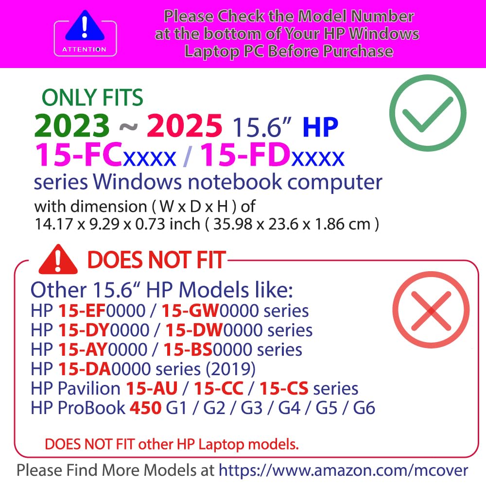 mCover Case Compatible ONLY for 2023-2025 15.6-inch HP Laptop 15-FCxxxx / 15-FDxxxx / 250 G10 Series Windows Notebook PC (NOT Fitting Any Other HP Laptop Models) - Clear