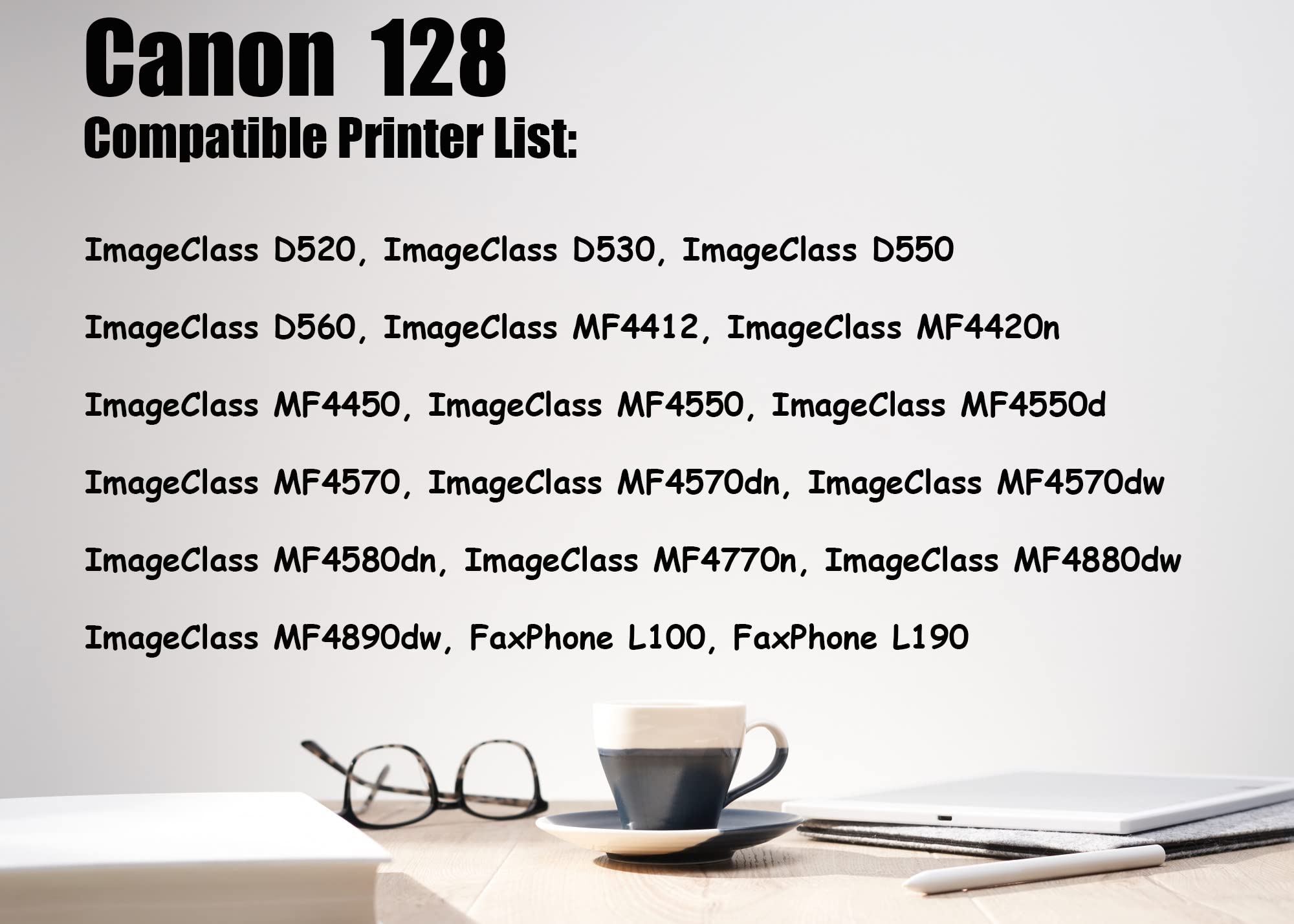 Ultra Toner® Compatible Replacement for Canon 128 Black Toner Cartridge CRG-128 ImageClass D520 D530 D550 D560 MF4450 MF4550 MF4570dw MF4580dn MF4770n MF4880dw MF4890dw FaxPhone L100 L190 (1PK)