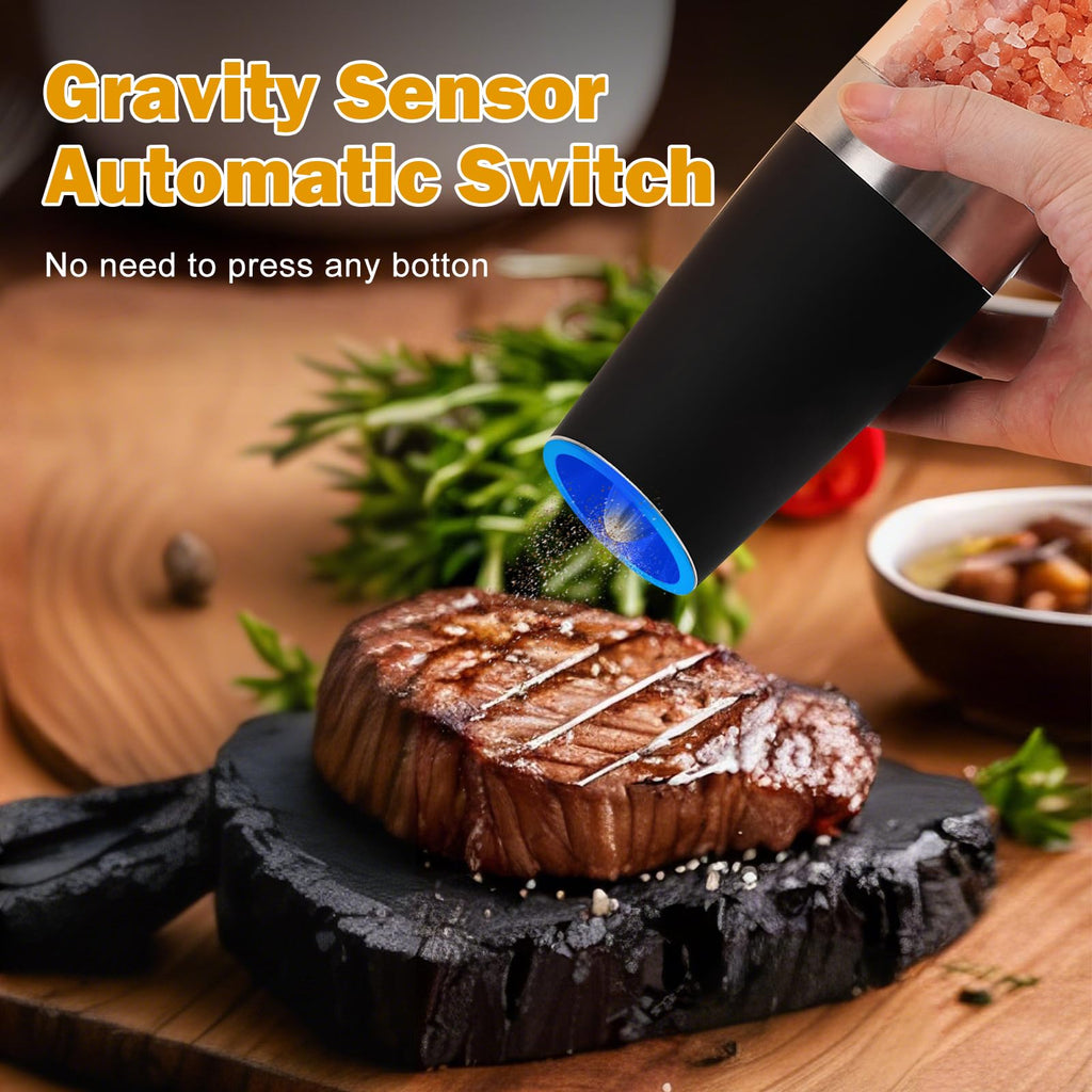 Automatic Salt and Pepper Mill Set: Electric Salt Pepper Grinder Adjustable Coarseness Salts Mill for Gravity Operated Pepper Grinder Electric Salt and Pepper Shaker Auto Salt Pepper Grinder