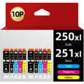 250XL 251XL Ink Cartridges Compatible for Canon 250 251 Printer Ink Work with Canon Pixma MX922 IX6820 MX920 IP8720 IP7720 MG5520 MG5520 MG5522 MG6320 MG6620 MG7120 MG7520 Printers 10P