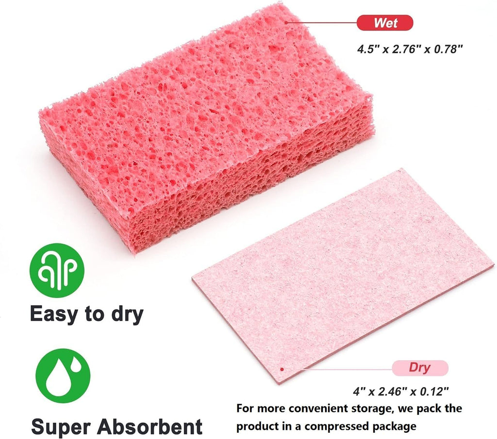 ARCLIBER Cleaning Scrub Sponge,Cellulose Non-Scratch for Kitchen,Bathroom,Cars,Colorful Compressed Sponge (18 Pack)