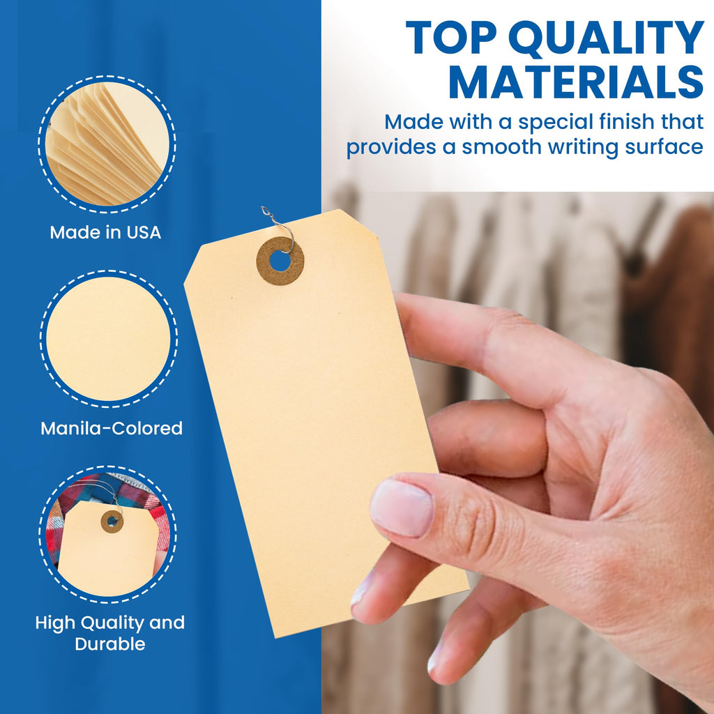 Perco Manila Shipping Tags #5 12x6 cm with Metal Wire Pack of 100