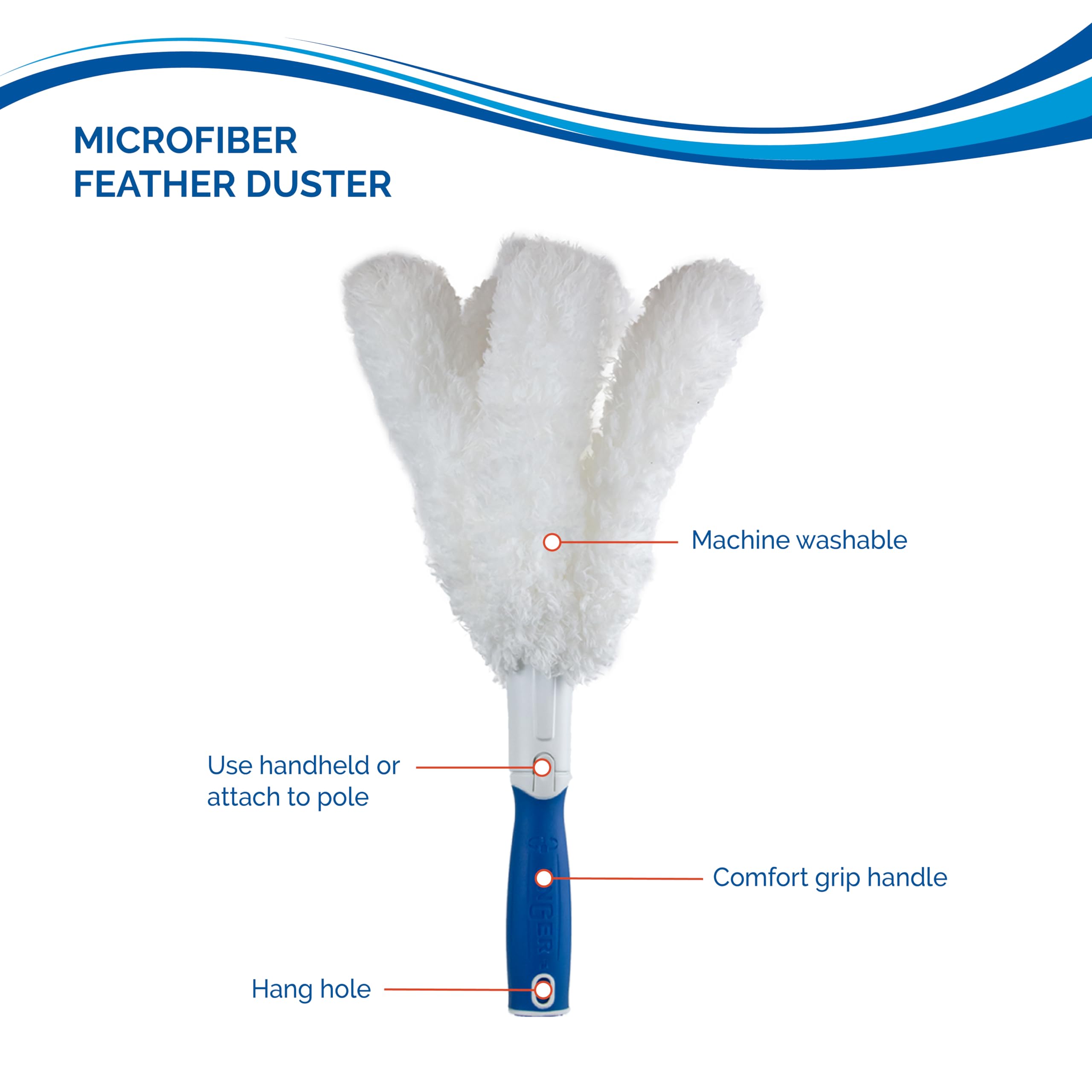 Unger 989400 Feather Duster, White, 2 Inch Head