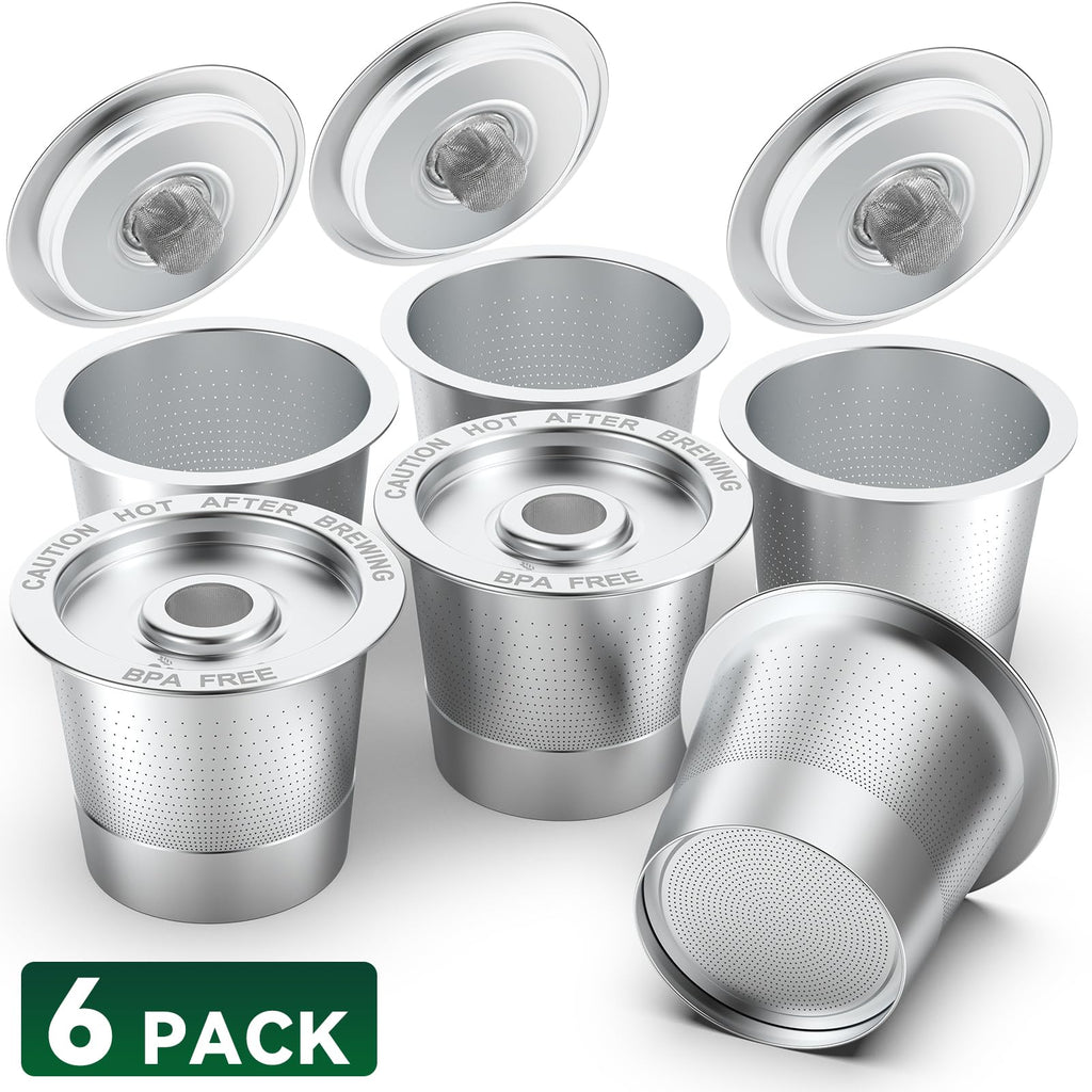 6 Pack Reusable K Cups Coffee Pods for Keurg 1.0: Stainless Steel Refillable K Cup - Reusable Coffee Filter for Keurg 1.0 Coffee Maker, Permanent, Eco-Friendly, Innovative Design