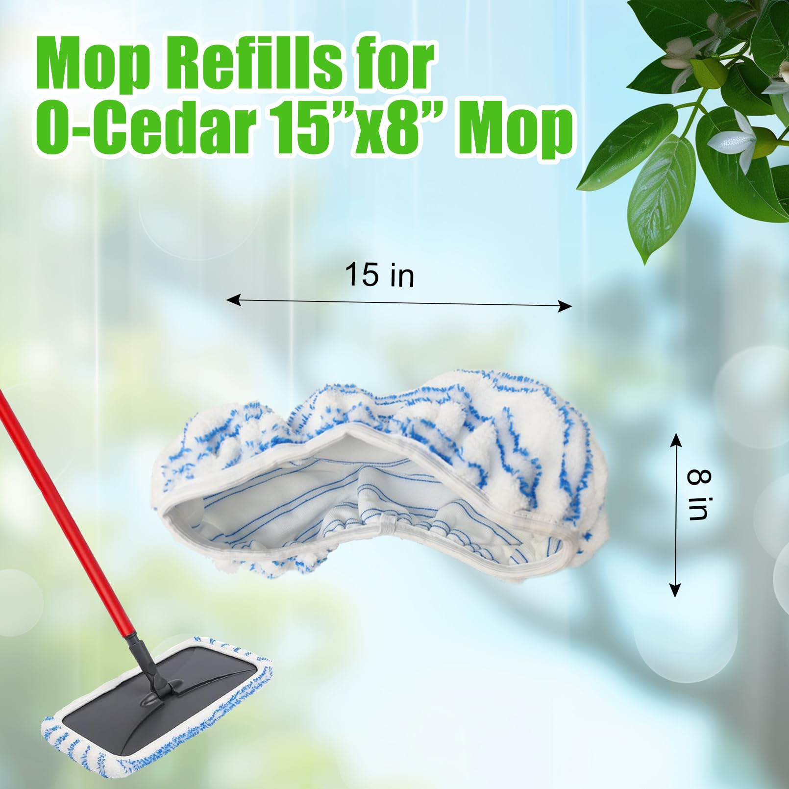 WVYNUYQP Reusable Cotton & Microfiber Mop Pads Compatible with O Cedar Mop, Mop Head Replacement Pads for Dry & Wet Use, Washable Flat Dust Mop Refills for Hardwood Floor Cleaning, 4 Pack