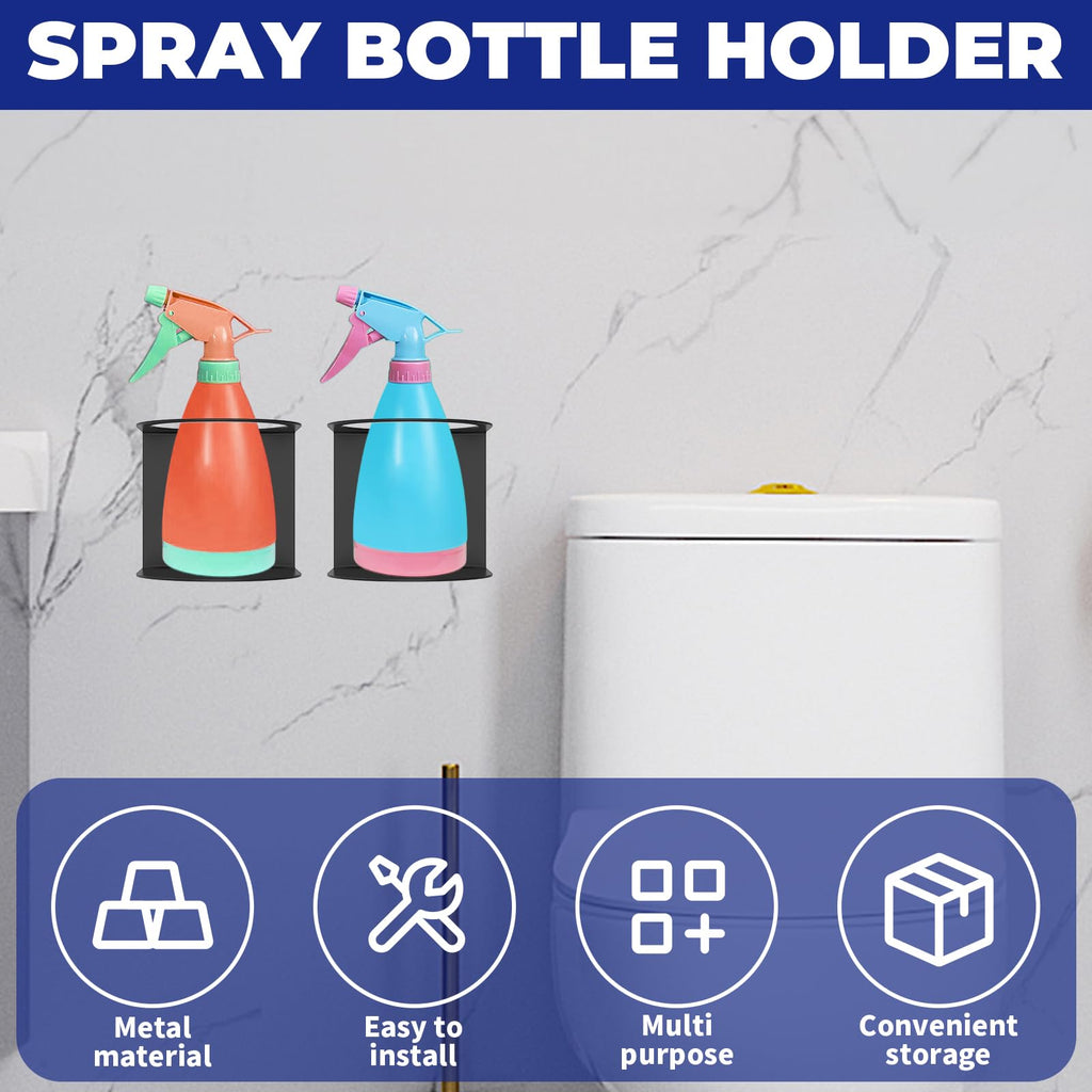 4Pack Spray Bottle Holder Wall Mount, Brushed Stainless Steel Storage Rack, Easy Install Home Garage Solid Spray Can Holder with Hardware for Garage Home Workspace, Detailing Bottle Holder (4)