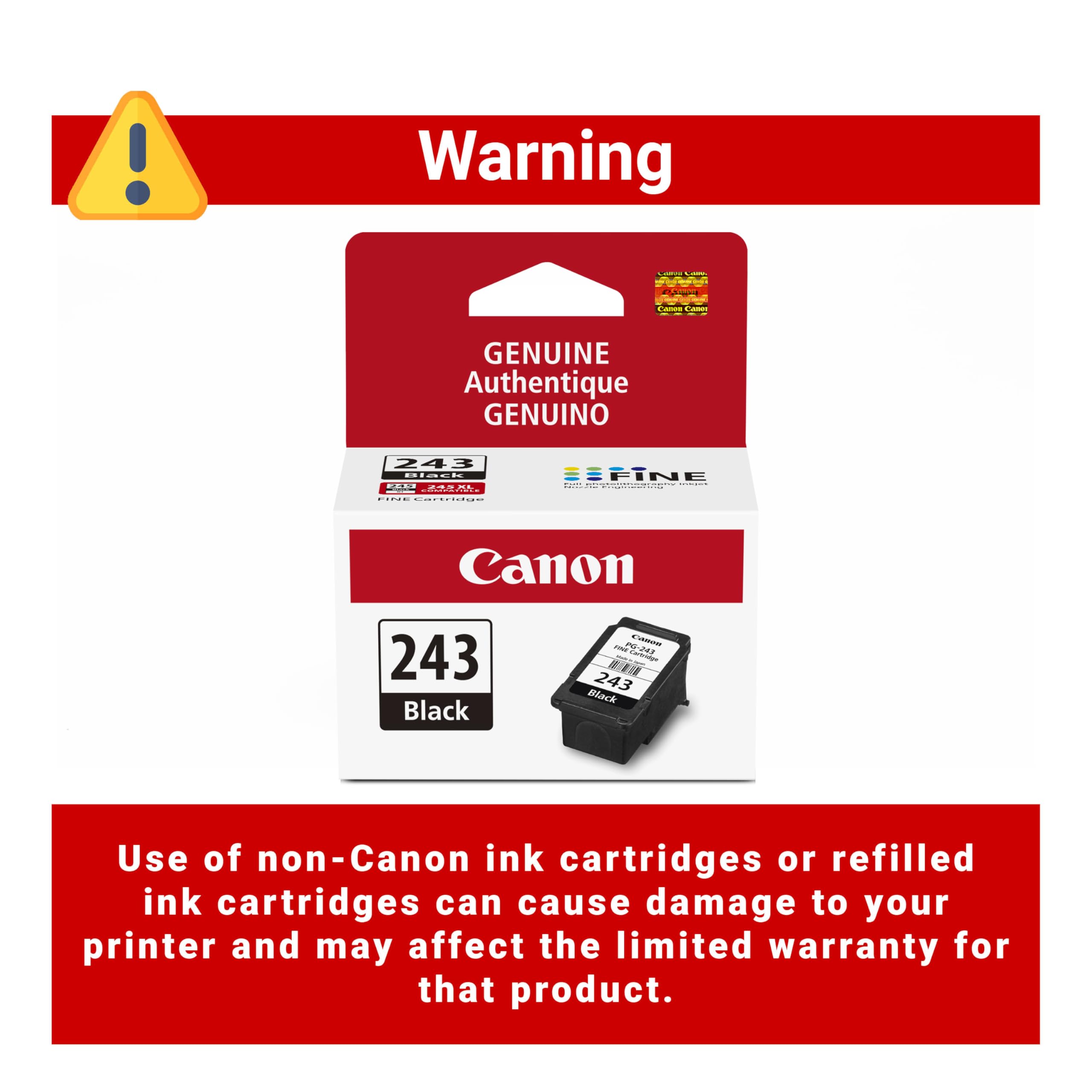 Canon PG-243 Black Ink Cartridge Compatible to printer iP2820 MX492, MG2420, MG2520, MG2920, MG2922, MG2924 MG3020, MG2525, TS3120, TS302, TS202 and TR4520