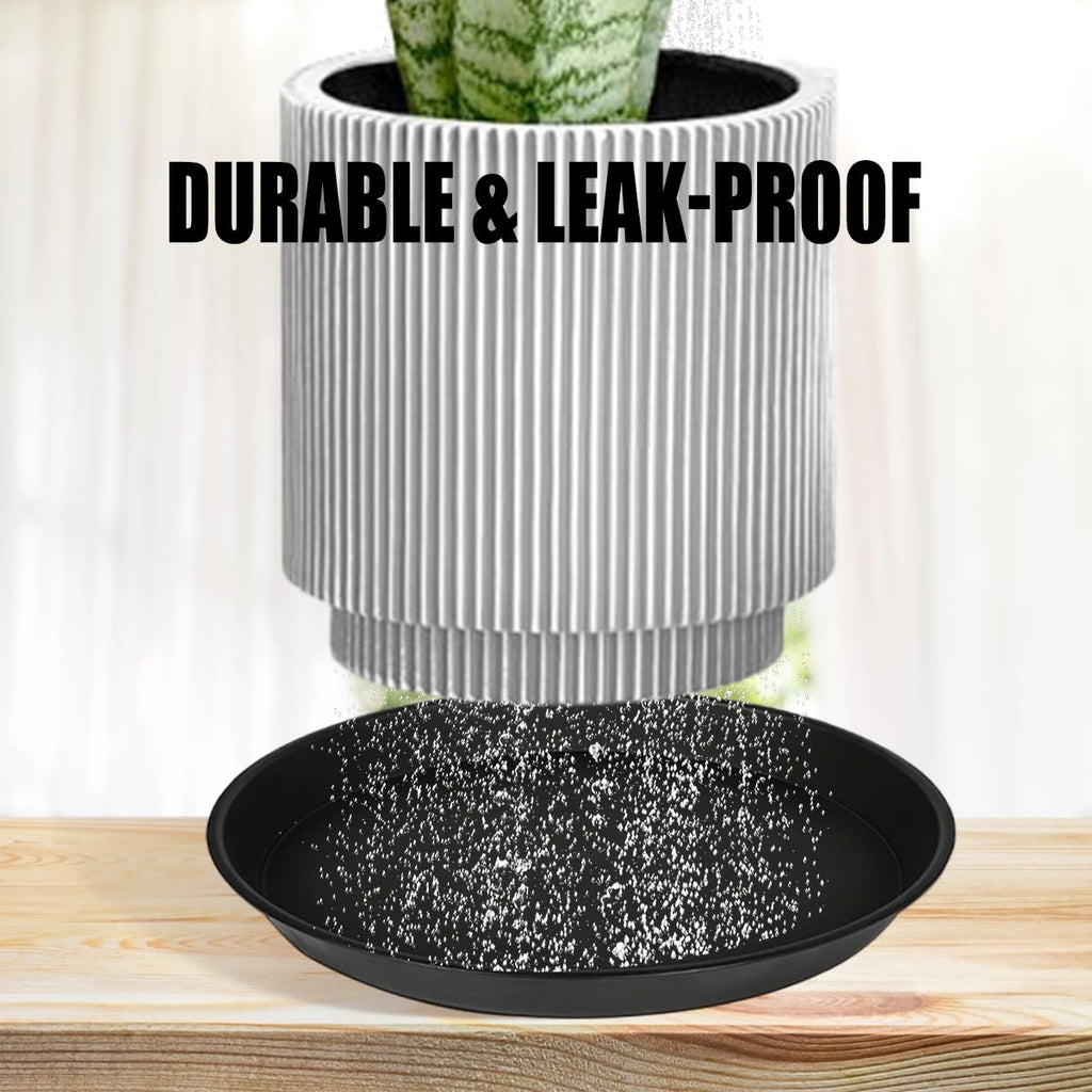 Hyuetrsa 12 Pack Plastic Plant Tray, 8/10/12 Inch Plant Pot Saucers, Black Plant Saucer, Black Flower Pot Container, Plant Pot Saucers for Indoor and Outdoor, 3 Sizes