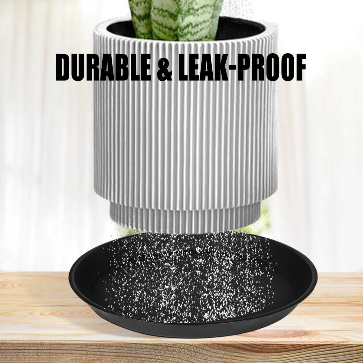 Hyuetrsa 12 Pack Plastic Plant Tray, 8/10/12 Inch Plant Pot Saucers, Black Plant Saucer, Black Flower Pot Container, Plant Pot Saucers for Indoor and Outdoor, 3 Sizes