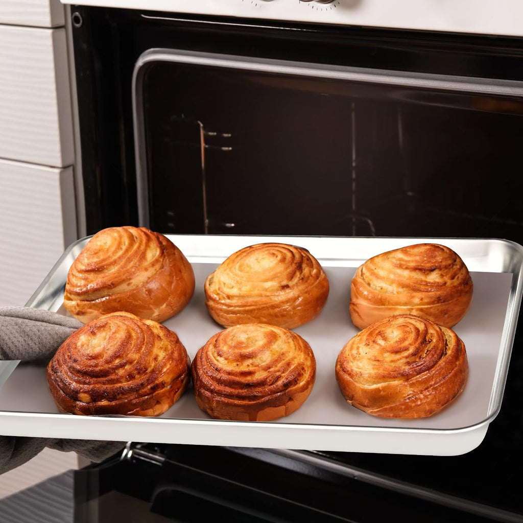 2 Pack Baking Sheet,Heavy Duty Stainless Steel Baking Pans Tray,Size 12.5 × 9.5 × 1 Inch,Cookie Sheet for Baking,Mirror Finish & Non Toxic & Easy Clean & Dishwasher Safe