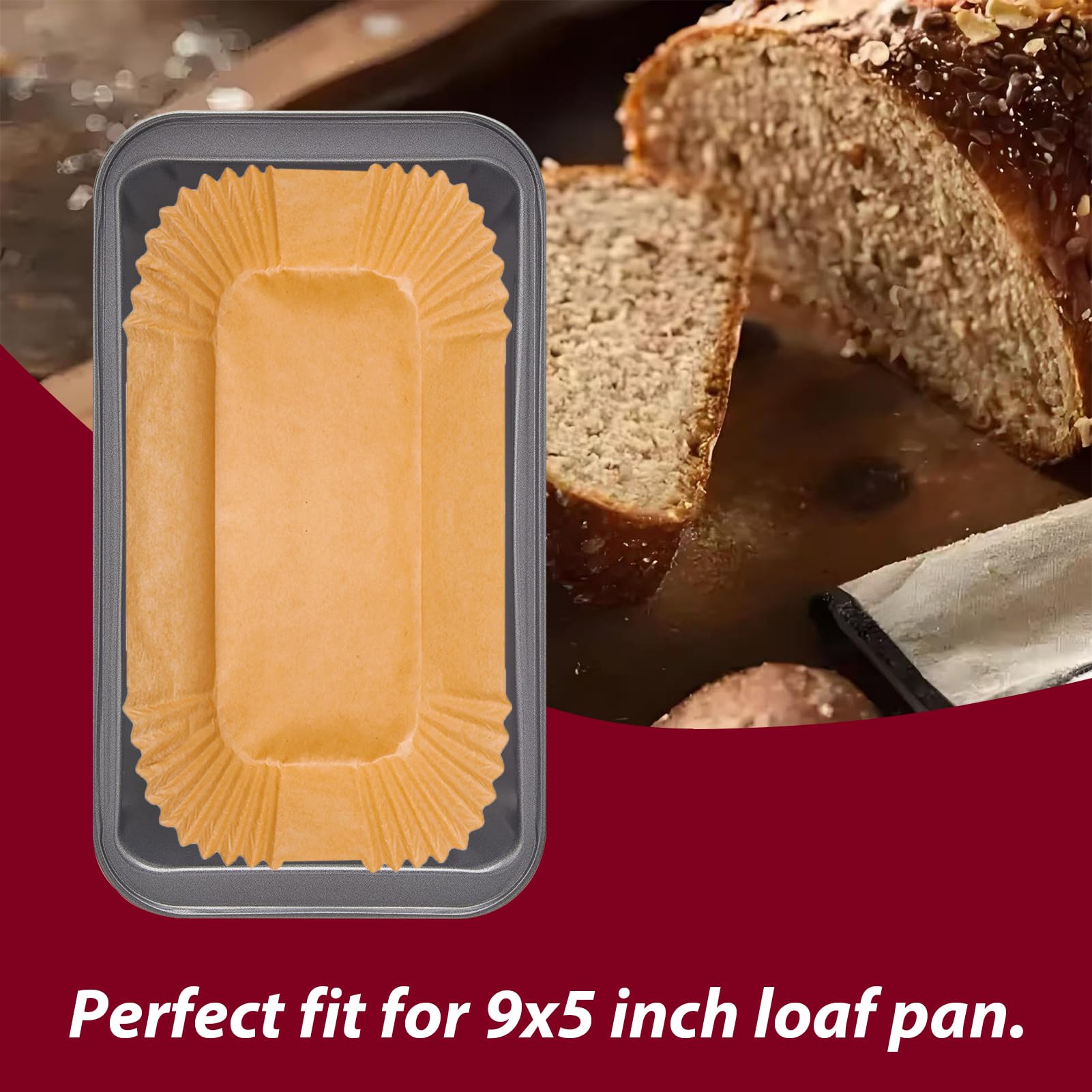 Loaf Pan Liners, 125PCS Parchment Paper Loaf Breads Liners for Baking Bread 9x5, Non-Stick Disposable Bread Pan Liner for Baking Cakes, Banana Bread