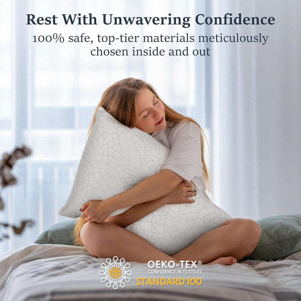 COZSINOOR Queen Size Cooling Bed Pillows - Premium Down Alternative Pillows Set of 2 for Side, Back, and Stomach Sleepers Hotel Quality Plush Soft Microfiber Fill Breathable Skin-Friendly