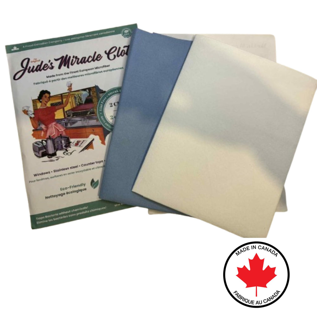 Jude's Miracle Cloth Microfiber Cleaning Cloth 2 Pack (1 White 1 Blue) For Windows Mirrors Crystal Eye Glasses TV Computer Screen Countertops Cars & Boats Chemical Free
