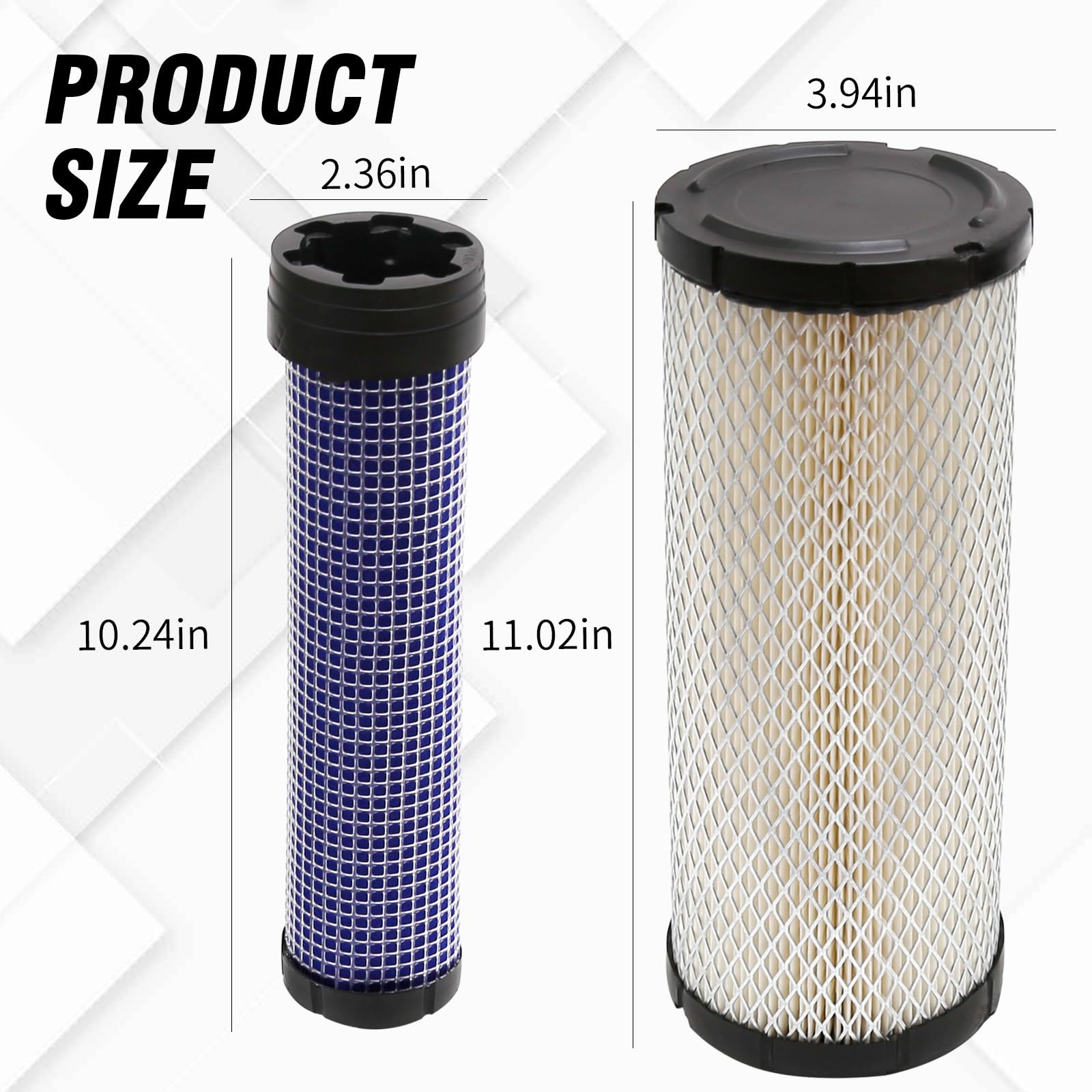 Hoypeyfiy M131802 Outer Filter & M131803 Inner Filter for Kawasaki 11013-7020 11013-7019, Kohler John Deere 25 083 01-S, Kubota TA040-93230 TA040-93220