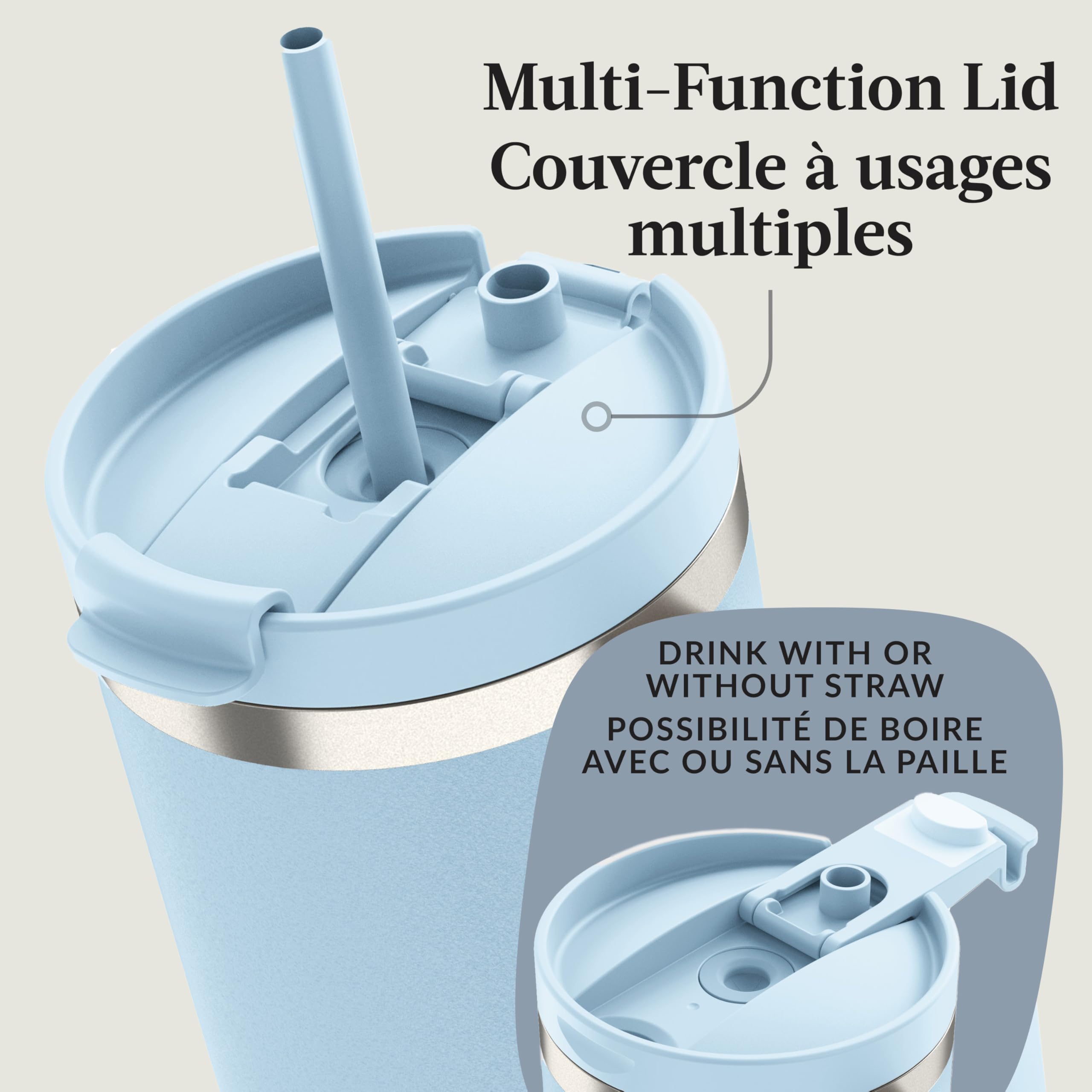 Contigo Streeterville Tumbler, 40 oz (1.18 L), Insulated Stainless Steel Water Bottle with Straw and Leak-Proof Lid, Glacier