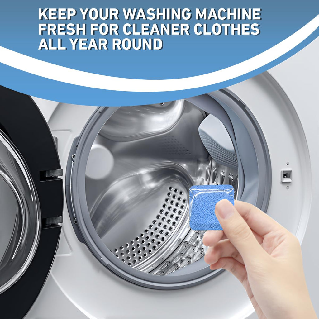 Technovate Washing Machine Cleaner Tablets 24 Pack Deep Drum Cleaning and Descaler for Front and Top Load Washers HE Safe, Septic & Eco-Friendly Deodorizer