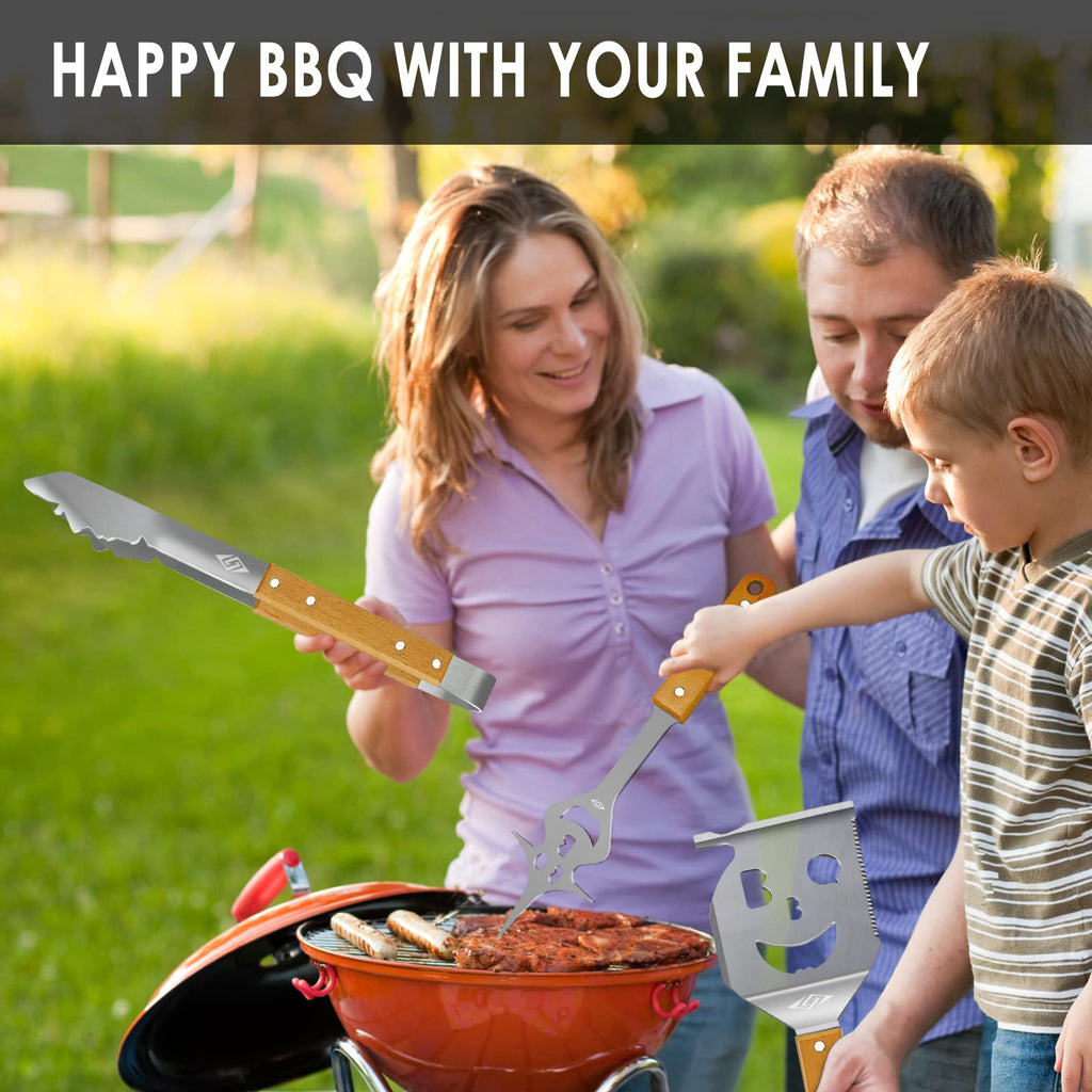 BBQ Accessories for Grill,BBQ Tongs for Charcoal Gas Grill,17 Inch Barbecue Tools, Dad Gifts, Gifts for Men, Dad, Husband