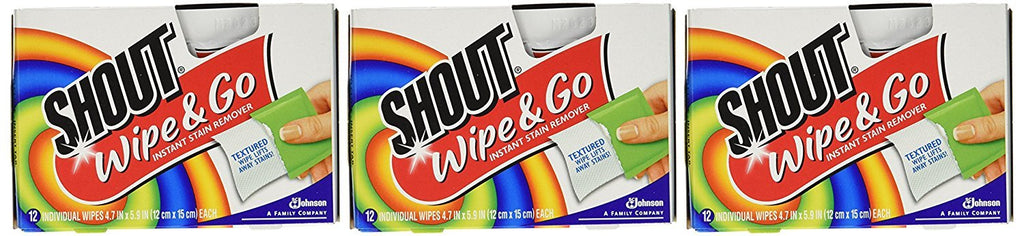 Shout Stain Remover Wipes-12 ct. (Pack of 3)