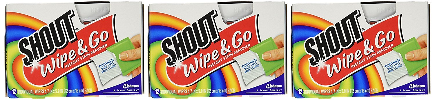 Shout Stain Remover Wipes-12 ct. (Pack of 3)