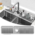 Accock 24 inch Kitchen Sink Splash Guard, Silicone Draining Mat for Sink, Longer Silicone Faucet Drainer Pad, Sink Protectors for Kitchen Sink Mat, Sponge Holder for Kitchen. (Grey, XXL(24 * 5.5))
