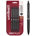 uniball 207 Plus+ Retractable Gel Pens, Medium Point, 0.7mm, Black Ink, 4/Pack (70460)