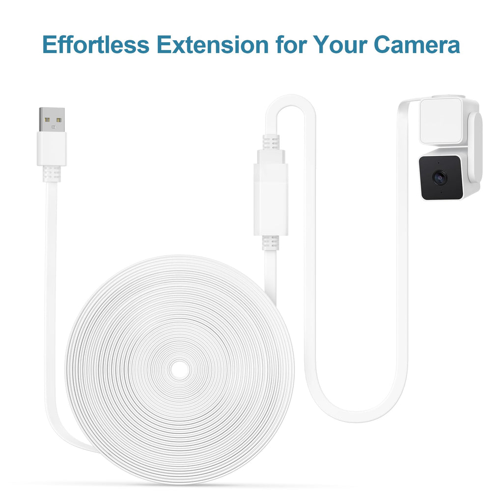 Itramax Flat USB Extension Cable White 6M 2Pack,USB Extender Wire Long Power Cord for WYZE Cam V4 V3 V2,OG,Ring,Google Nest,Blink Mini,XT,WYZE Camera Extension Cable Outdoor Indoor Weatherproof