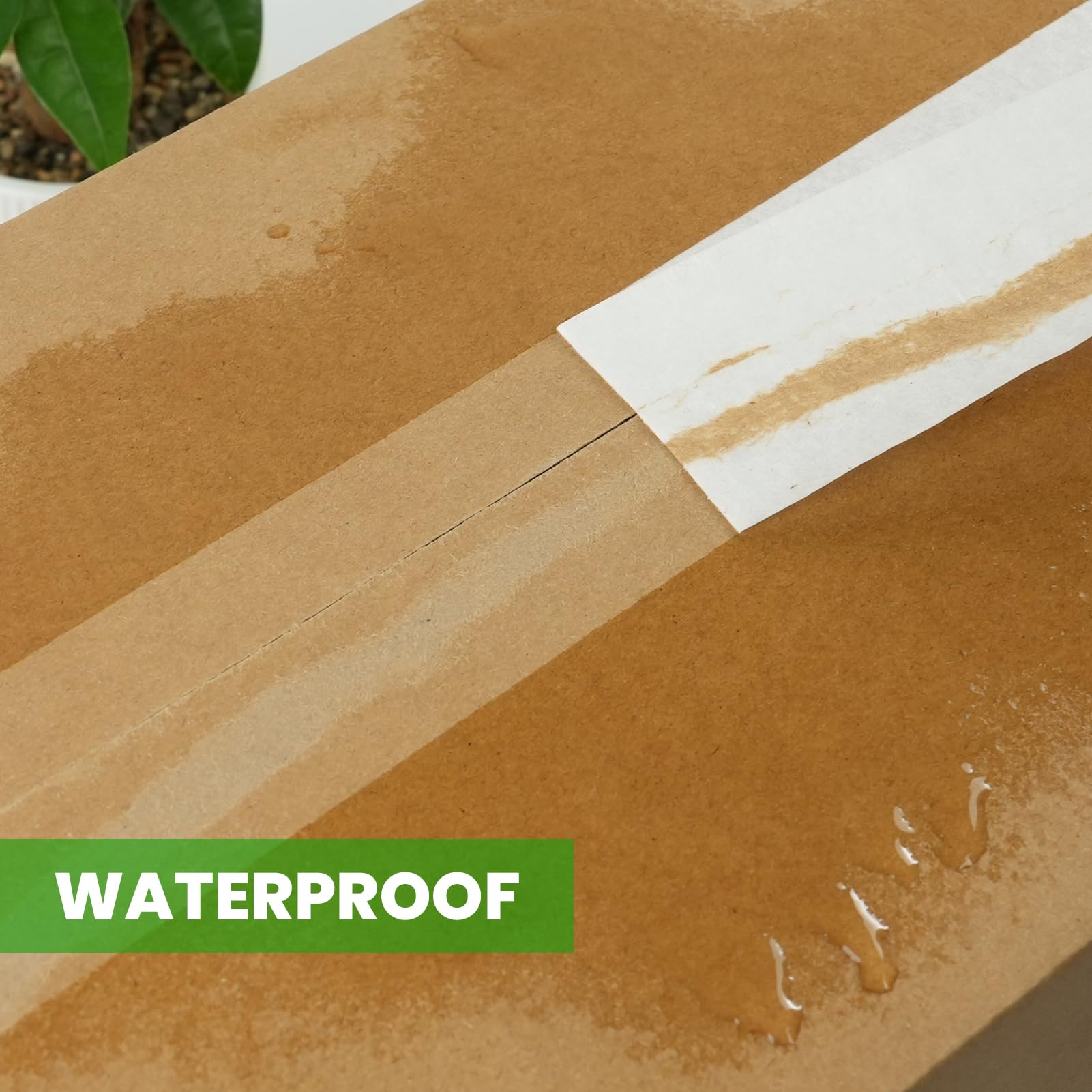 ADHES White Kraft Paper Tape, 2 Inch x 55 Yards, 3 Rolls Writable & Uncoated Heavy Duty Paper Tape, Eco-Friendly Biodegradable Packing Tape for Sealing, Packaging, Moving & Masking