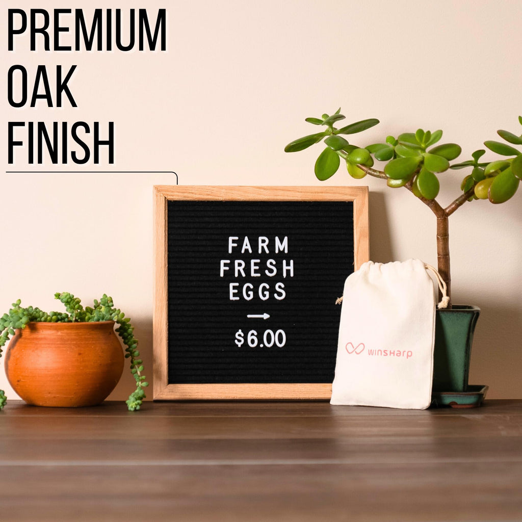 Black Felt Letter Board | 10"x10" Wooden Frame with White Letters | Premium Changeable Sign Boards for Home Decor Motivational Quotes