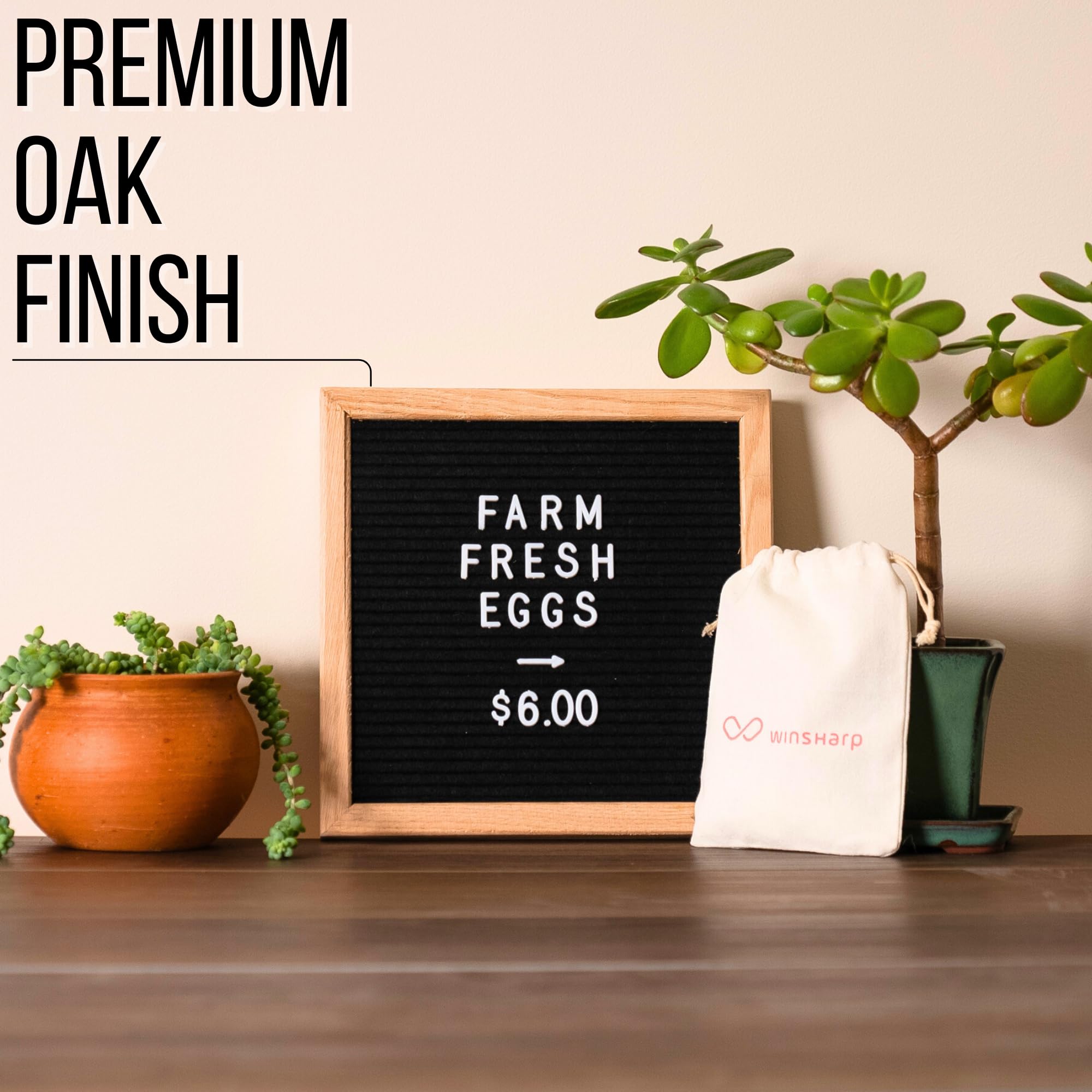 Black Felt Letter Board | 10"x10" Wooden Frame with White Letters | Premium Changeable Sign Boards for Home Decor Motivational Quotes