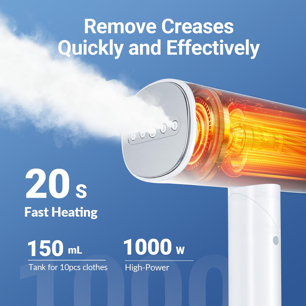 Letanta 2026 Foldable Clothes Steamer, 800W Portable Handheld Garment Steamer for Clothes, 25s Fast Heat-Up, Travel Steam Iron with 150ml Water Tank and Fabric Brush, Ideal for Home, Office & Travel