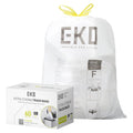 EKO 13 Gallon / 40-60 Liter Drawstring Trash Bags, Extra-Strong Unscented Garbage Bags, 60 Count Easy-Dispense Roll for Kitchen & Household Use, Leak-Resistant, Code F, White