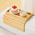 Kssiaz Couch Arm Tray, Bamboo Sofa Tray Table for Couch, Sofa Armrest Tray Table, Anti-Slip Armrest Organizer, Foldable Couch Cup Holder for Snacks, Phone, Control, Cups, Natural