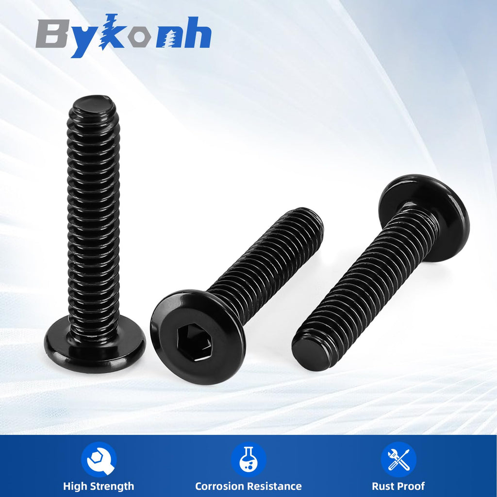 1/4-20 x 3/4" Flat Head Hex Socket Cap Screws Bolts, Stainless Steel 18-8 Black Finish, Fully Threaded, 50 PCS