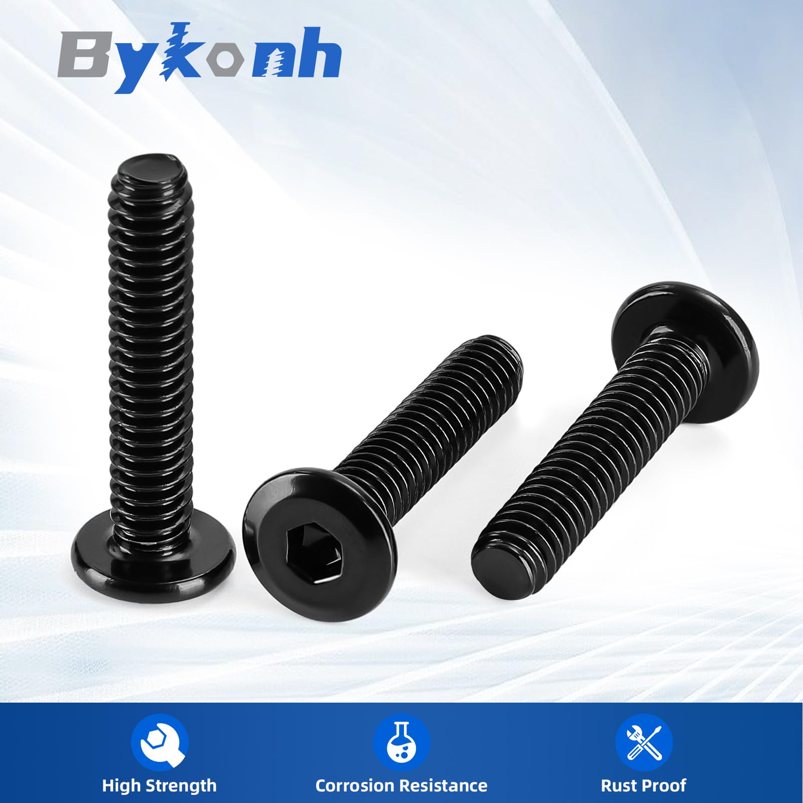 1/4-20 x 3/4" Flat Head Hex Socket Cap Screws Bolts, Stainless Steel 18-8 Black Finish, Fully Threaded, 50 PCS