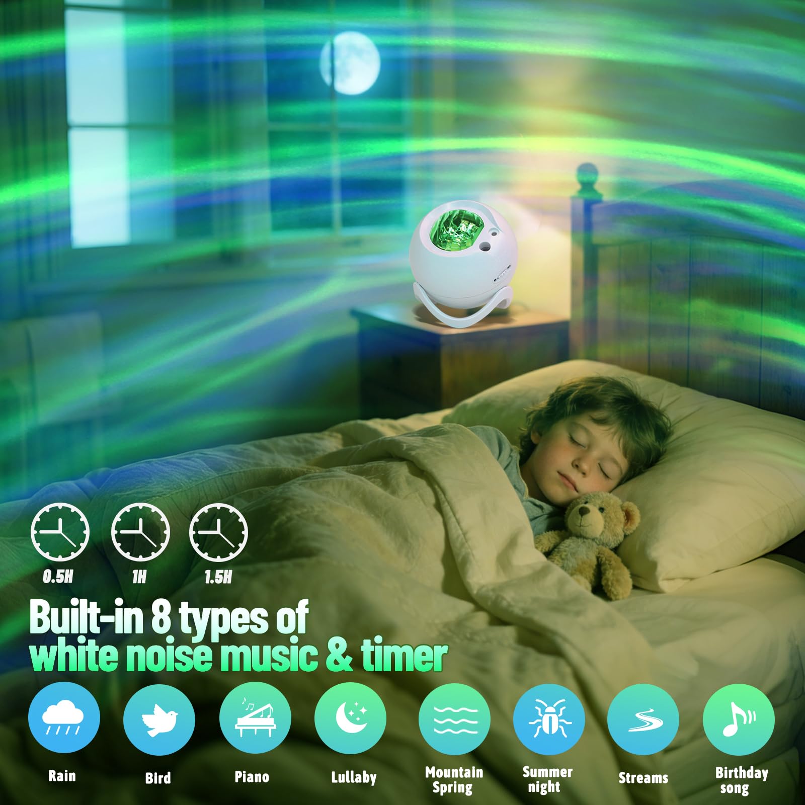 CAIYUE Galaxy Projector, Star Projector, with Bluetooth, White Noise, Remote Control, Room Decor,Bedroom nightlight,Room led,Ceiling, Party