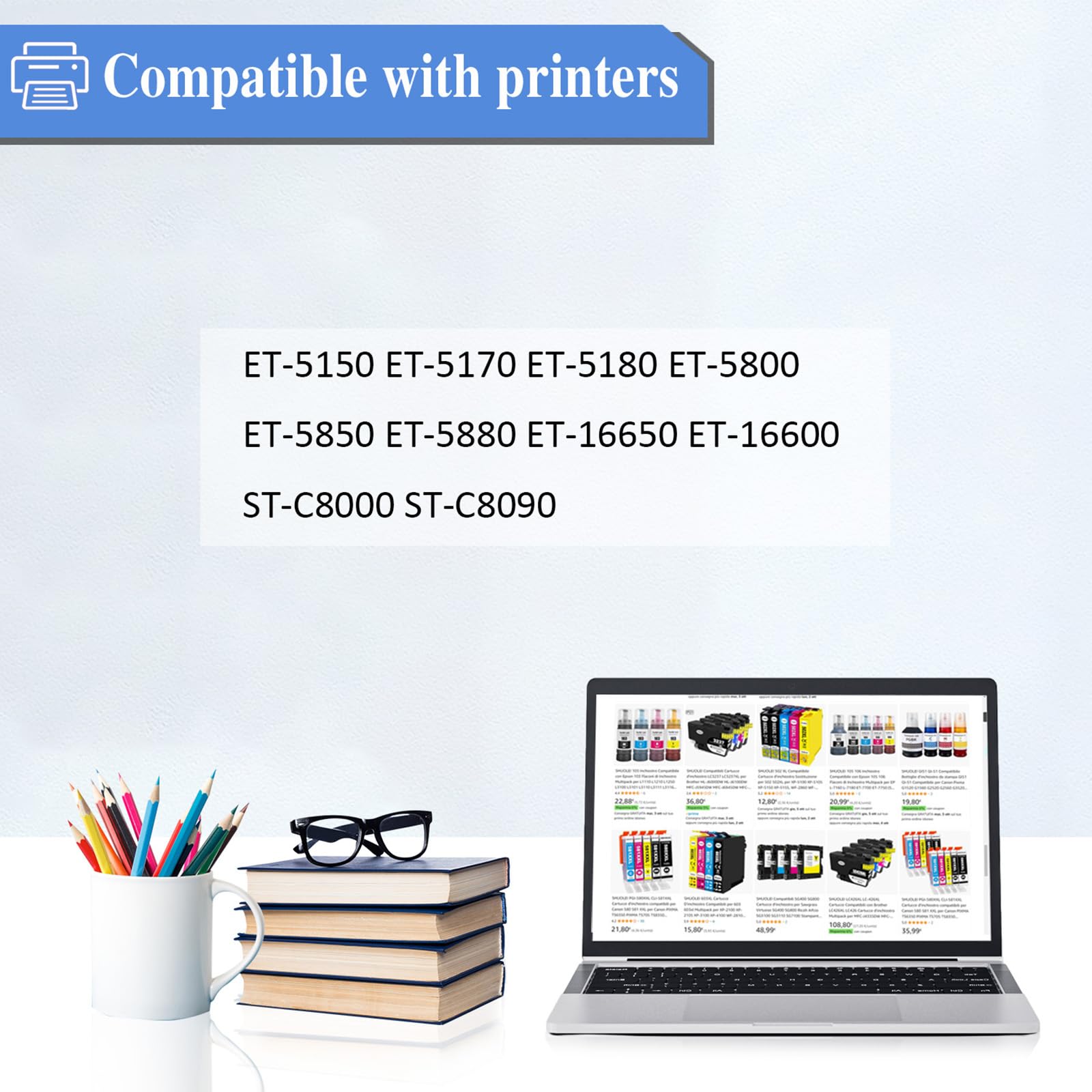 542 Ink Refill Bottles T-5150 ET-5170 ET-5850 ET-5800 Replacement for Epson 542 Ink Refill Bottles for Pro ET-5150 ET-5170 ET-5180 ET-5800 ET-5850 ET-5880 ET-16600 ET-16650 Printer 3Pack CMY
