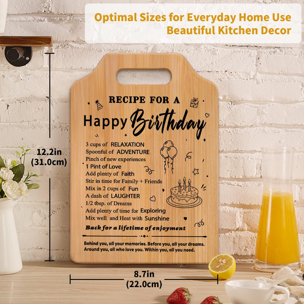 Birthday Gifts for Women, Unique Recipe for A Happy Birthday Cutting Board - Birthday Gifts for Men, Mom, Sister, Wife, Friend - Ideas for Her or Him