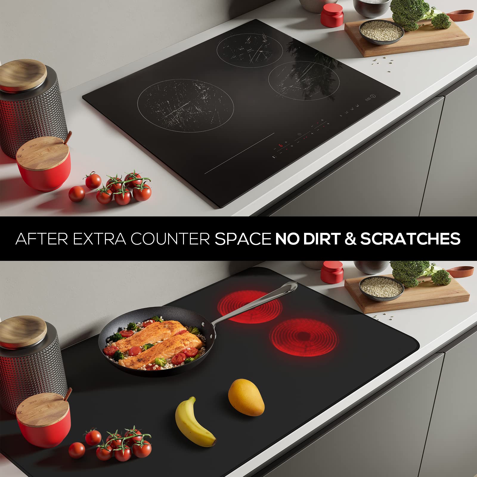 FLASLD Fireproof and Waterproof Stove Top Covers, 21×29.5 inch Electric Stove Cover Mat, Glass Top Stove Cover - Ceramic Glass Cooktop Protector - Flat Top Oven Cover, Black Without Logo