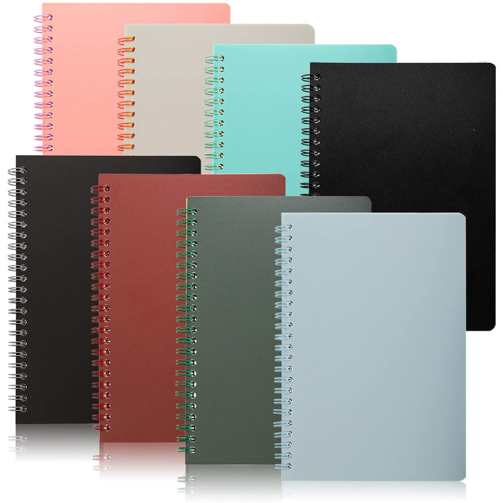 Dicunoy 8 Pack Spiral Notebooks, A5 Ruled Journals Notebooks 80 Sheets with Thick Plastic Hardcover, Cute Thick Notepads for Work, Teacher, Students, School, Women,7 Colors, 8.3" x 5.7"