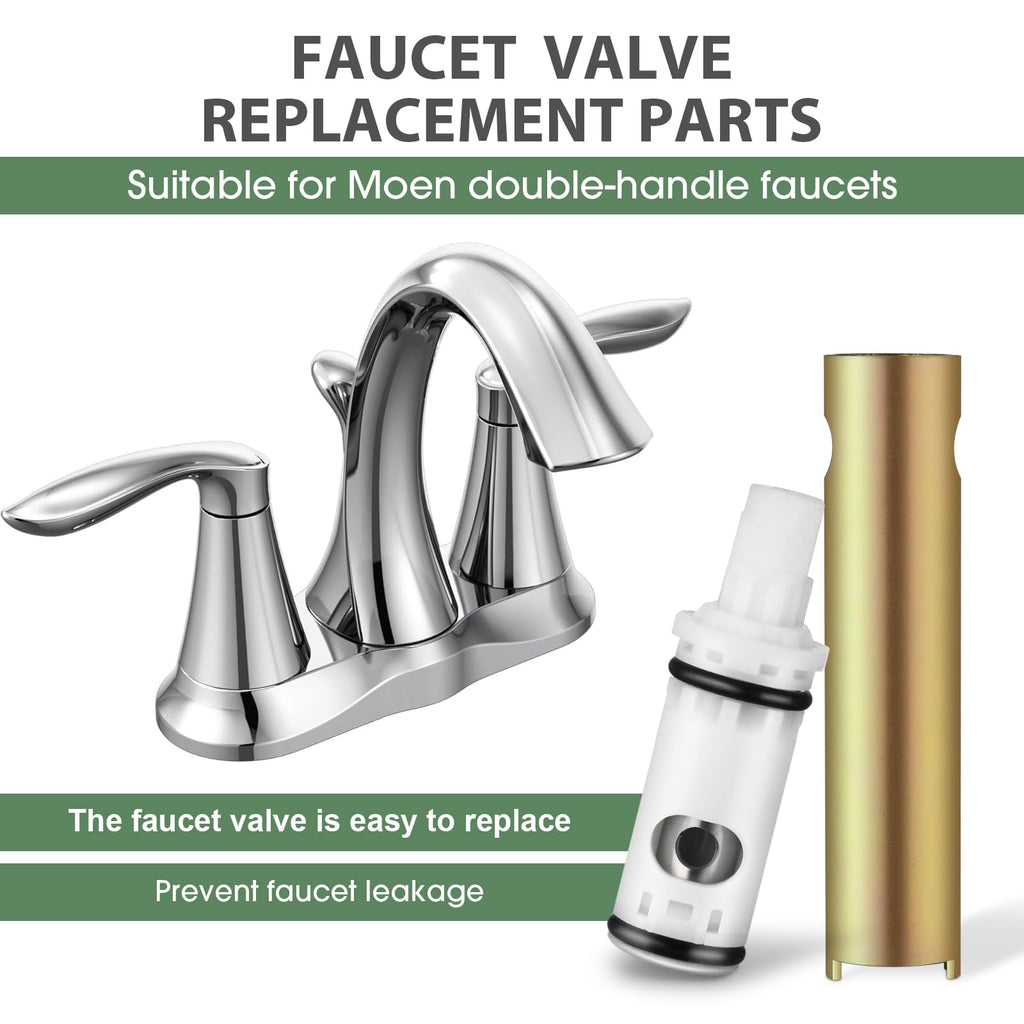 1224 Replacement Cartridge Kit for Moen Two Handle Faucets,Faucet Cartridge Replacement Bathtub Valve Repair with Retainer Removal Tool