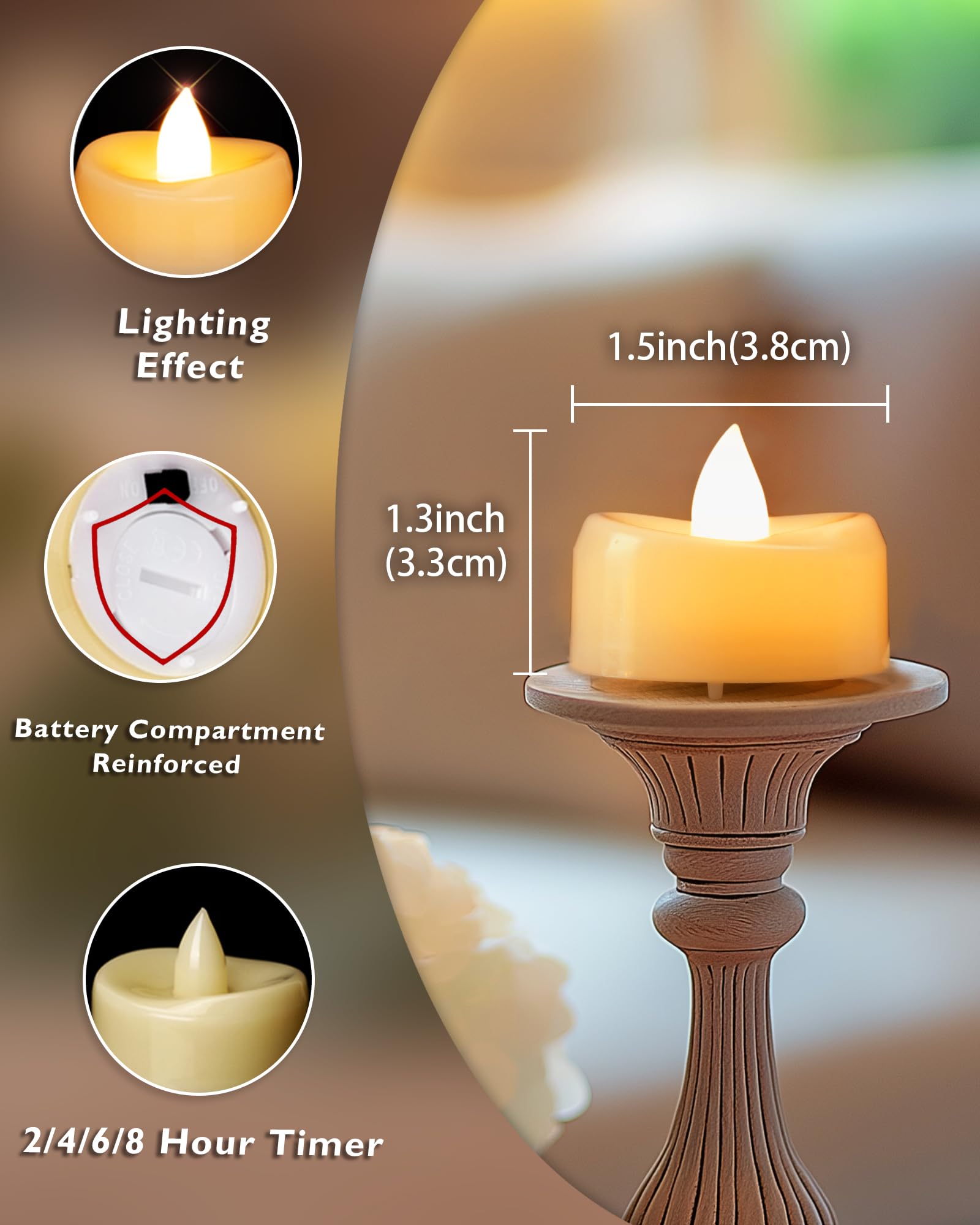 AMAGIC 12pcs Remote Timer Candles, 400+Hours Flickering Flameless Battery Operated LED Tea Lights Votive for Tabletop, Home Table Decor