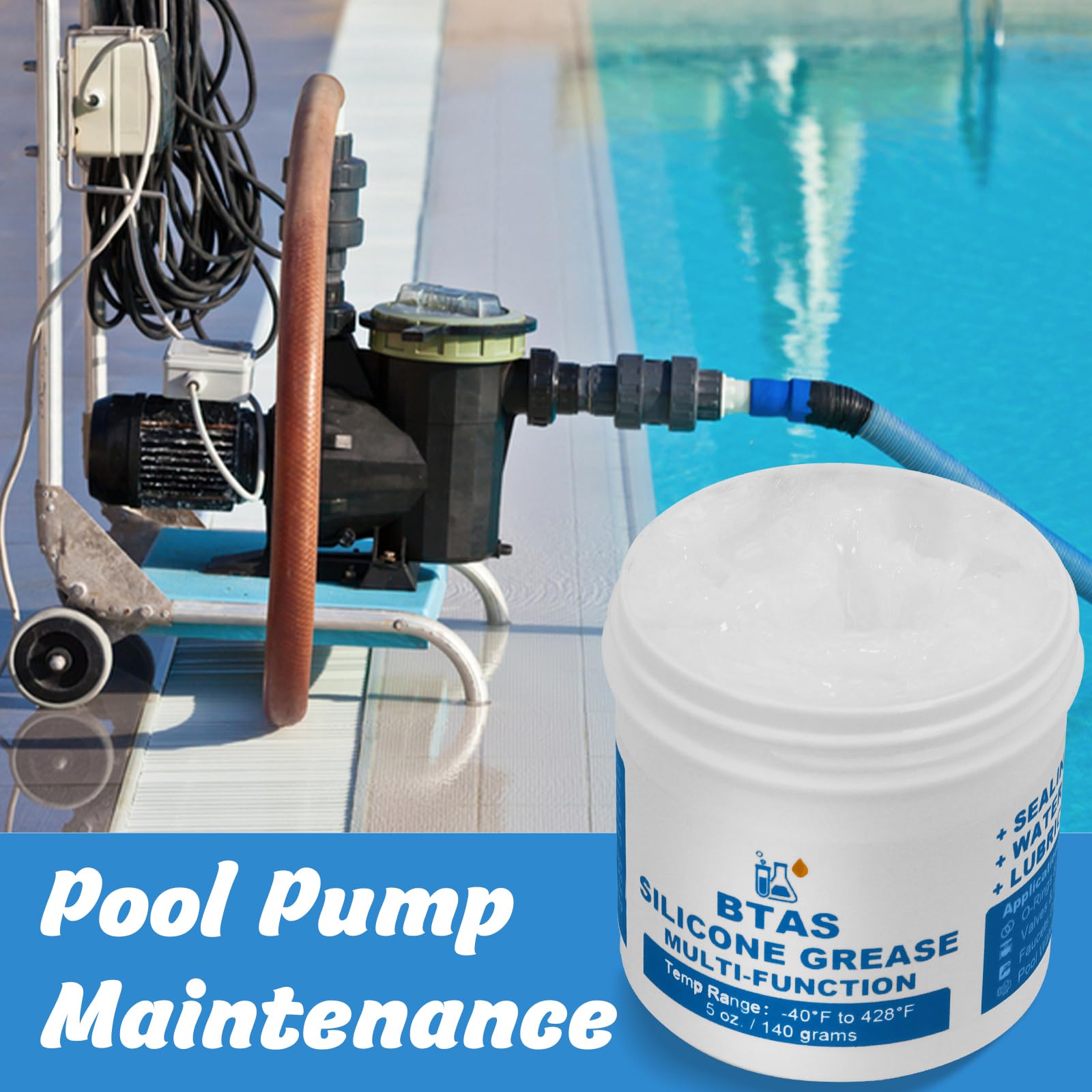 BTAS Plumber Faucet Pool Silicone Grease,O Ring Filter Rubber Gasket Lubricant Food Grade 5 oz