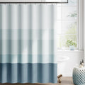 jinchan Ombre Ocean Blue Striped Shower Curtain Waterproof Fabric Shower Curtains for Bathroom Gradual Color Minimalist Design Modern Neutral Luxury with 12 Hooks 70x72 Inches