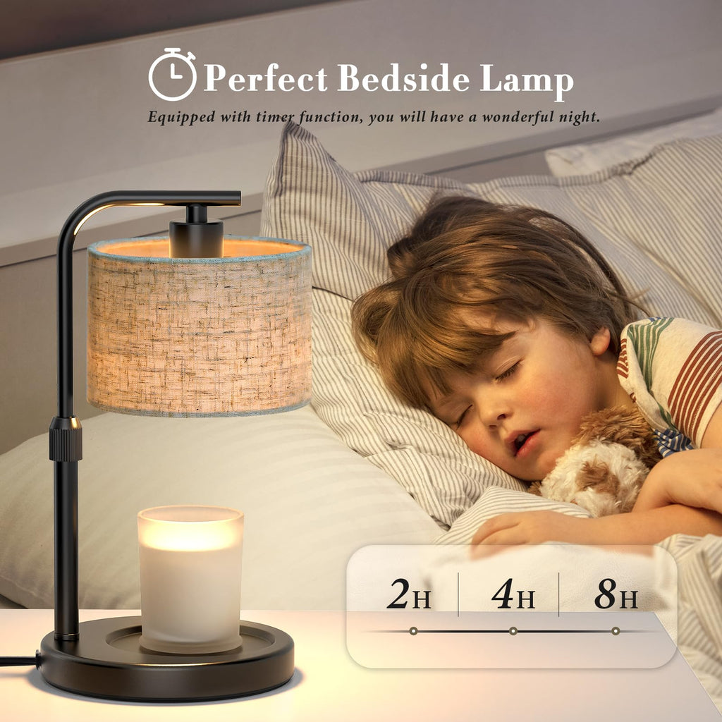 Spclsim Black Candle Warmer Lamp with Timer Dimmer, Adjustable Height Electric Candle Warmer Wax Heater with 2 Bulbs, Birthday Gifts for Mom Women Her, House Warming Gifts New Home
