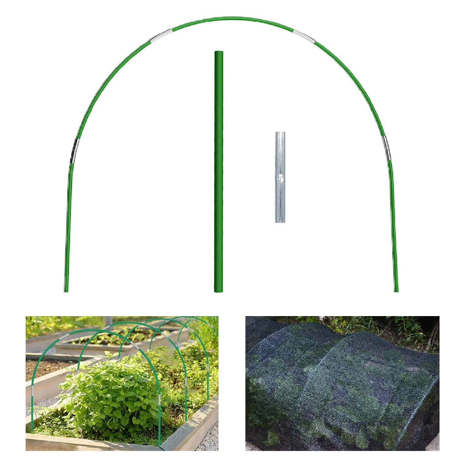 Greenhouse Hoops for Raised Beds, Detachable Support Hoops Frame for Garden Netting and Plant Blanket Cover, Rust-Free Fiberglass DIY Plant Support Garden Stakes for Row Cover