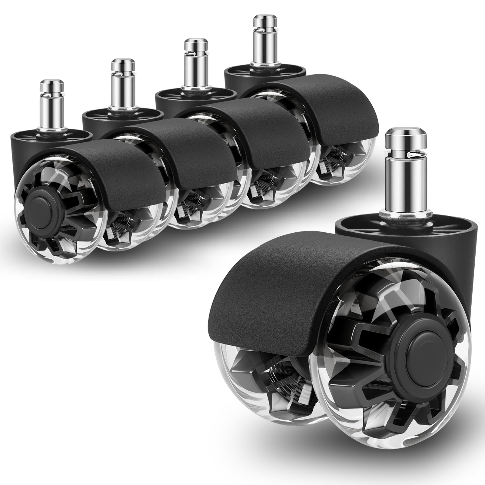 Office Chair Wheels (Set of 5) Replacement for All Hardwood and Carpet Floors,Replace Rolling Office Chair Mat Computer Desk Gaming Home Chair Casters Wheels,Universal Caster Wheels Size 11x22 MM